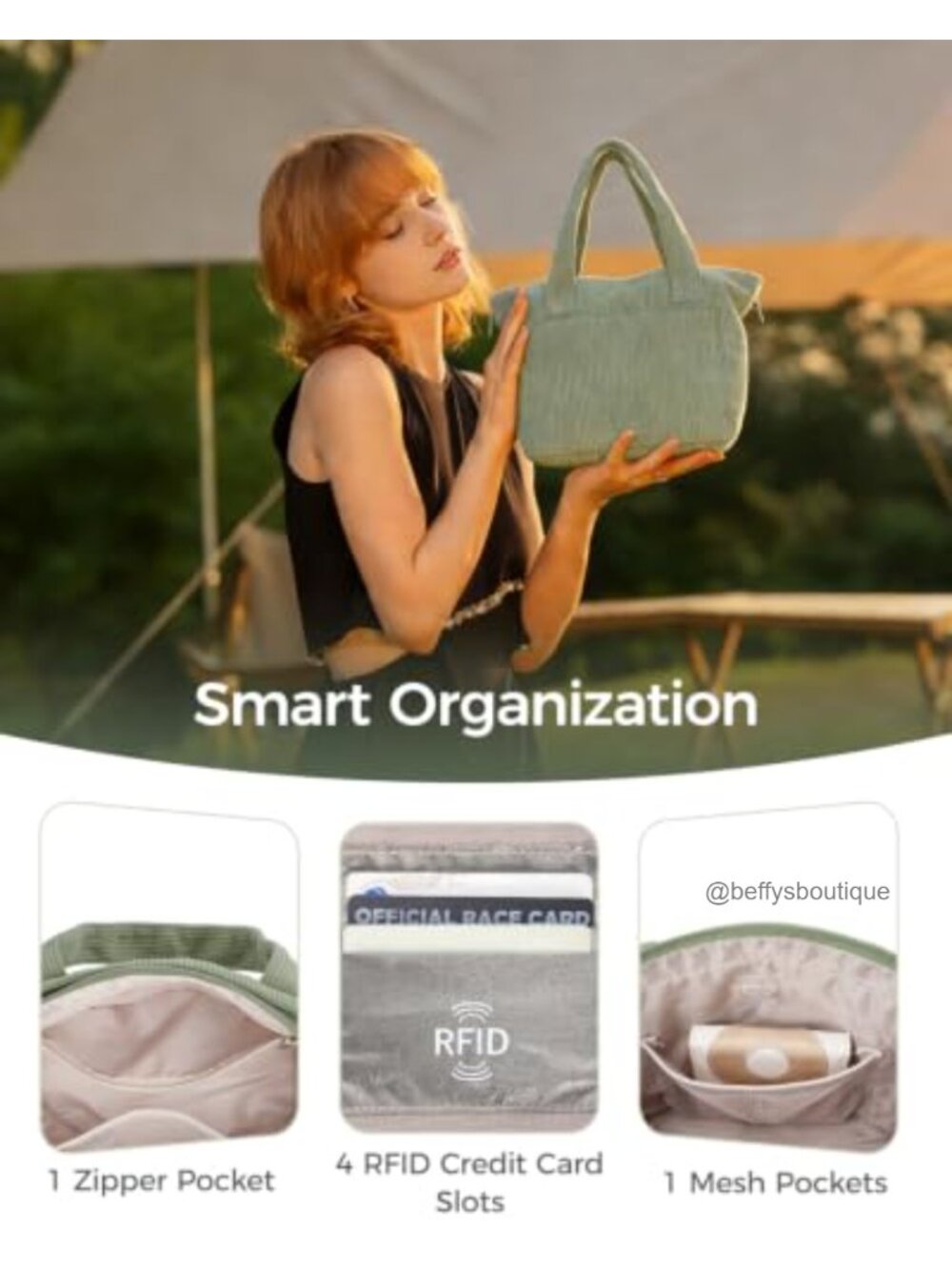 Corduroy Crossbody Bag Mini Tote RFID Wallet Purse Travel